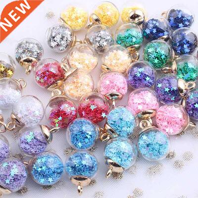 NEW 10PCS 16MM Mini Glass Bottles with Star Sequins Pendant