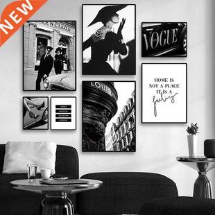 Black Paintin VOGUE Landscape Sunsfun City and Poster White