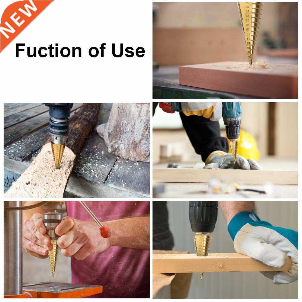 4Size HSS Titanium Coated Step Drill Bit Drilling Power Tool