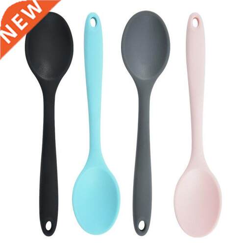 Food Grade Silicone Long-Handled Soup Spoon Tableware Solid