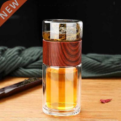 High Quality Double Glass Water Bottle With Case Tea Drink B