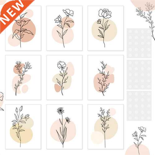 9PCS Line Art Minimalist Decor Botanical Plant Wall Art