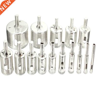 15pcs 6mm-50mm Coated Bit Set Tile Marble Glass Ceramic Hole