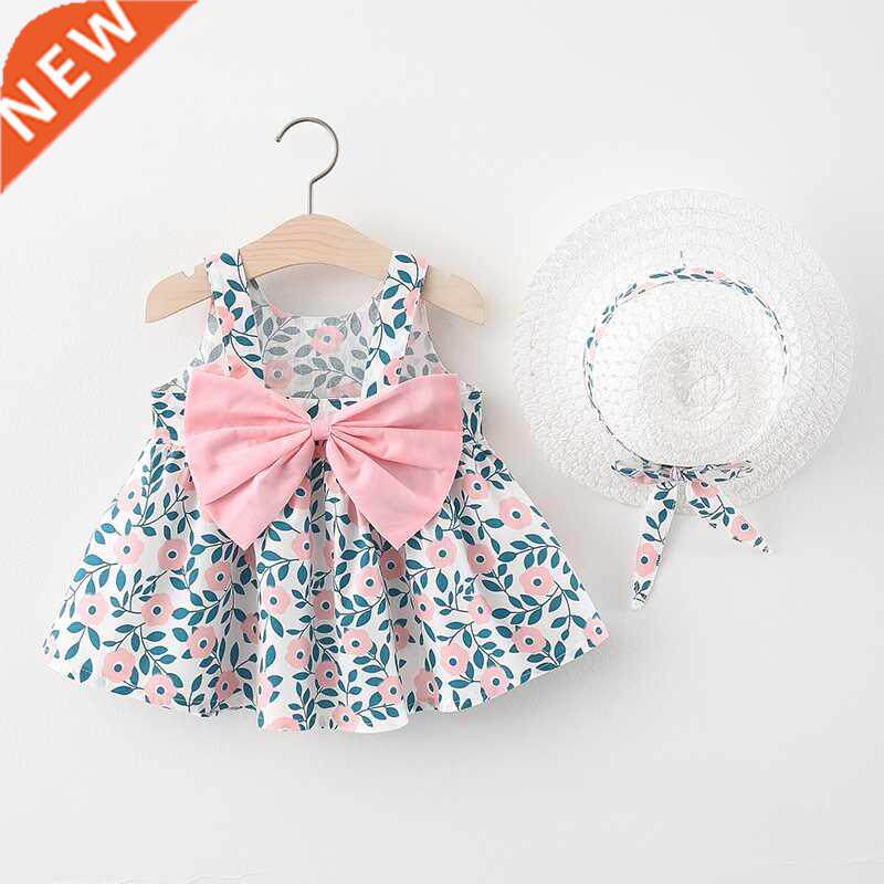 2pcs Summer Baby Girls Beach Princess Dress Cute Bow Flowers图片