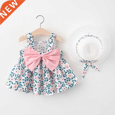 2pcs Summer Baby Girls Beach Princess Dress Cute Bow Flowers