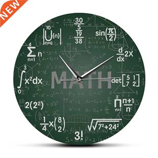 Green Chalkboard Math Formulas Wall Clock Hanging Wall Watch