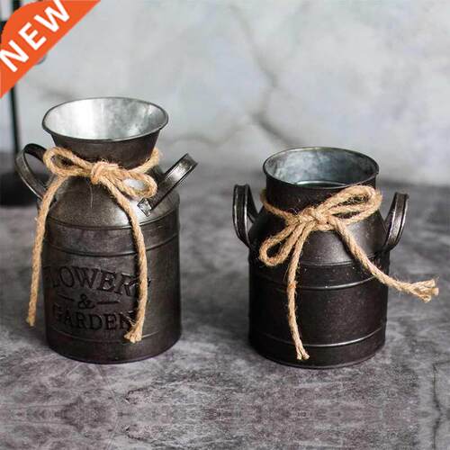 Metal Iron Decorative Vintage Rustic Vase Milk Can Country