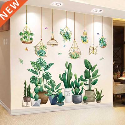 [shijuekongjian] Green Plant Wall Stickers Decor DIY Potted