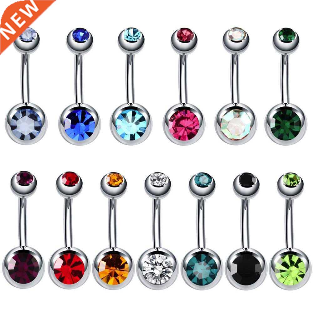 1Pc Belly Piercing Surgical Steel Crystal Belly Button Rings