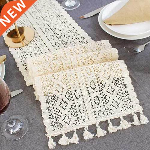 Macrame Table Runner,Cotton Crochet Vintage Table Runner wit