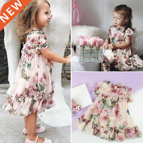 Toddler Baby Kid Girl Flower Dress Chiffon Ruffle Dress Page