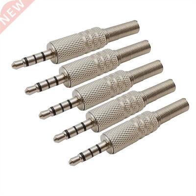 2/5Pcs Metal Audio Plug 3.5mm 4 Poles Male Headphone Solderi