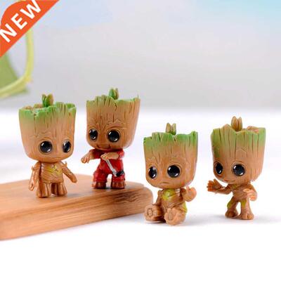 4Pcs / Set Baby e Man Groot Action Figure Home Decor Cute An