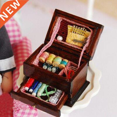 1Pcs Sewing Kit Box 1:12 Vintage Sewing Needlework Needle