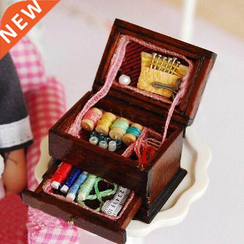 1Pcs Sewing Kit Box 1:12 Vintage Sewing Needlework Needle