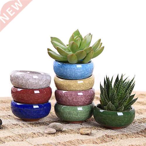 YeFine Ice-Crack Ceramic Flowerpots For Juicy Plants Home an