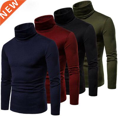 Fashion Men's Casual Slim Fit Basic Turtleneck Knitted Sweat