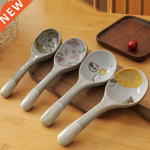 Japanese Style Cute Hand Painted Underglaze Large Spoon