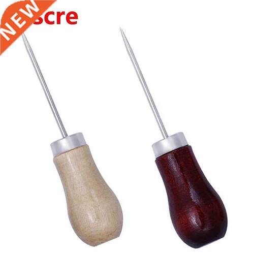 Gourd Shape Pin Punching Wood Handle Awl Tools Leather Craft