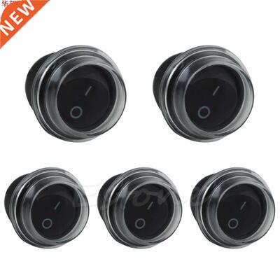 5pcs Round 2 Pin SPST ON-OFF Rocker Boat Switch 12V Snap +Wa