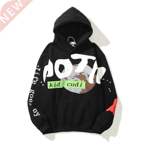 Kanye West Letter Foam Fleece Sweatshirt Mens and Womens Ret