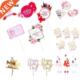 Topper Pink Heart Decoration Cake Flower Happy 10pcs