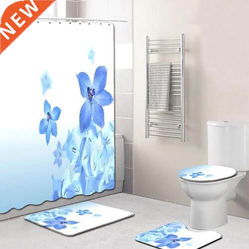 Bathroom Floor Mat Combination Four Piece Floral Print Bath