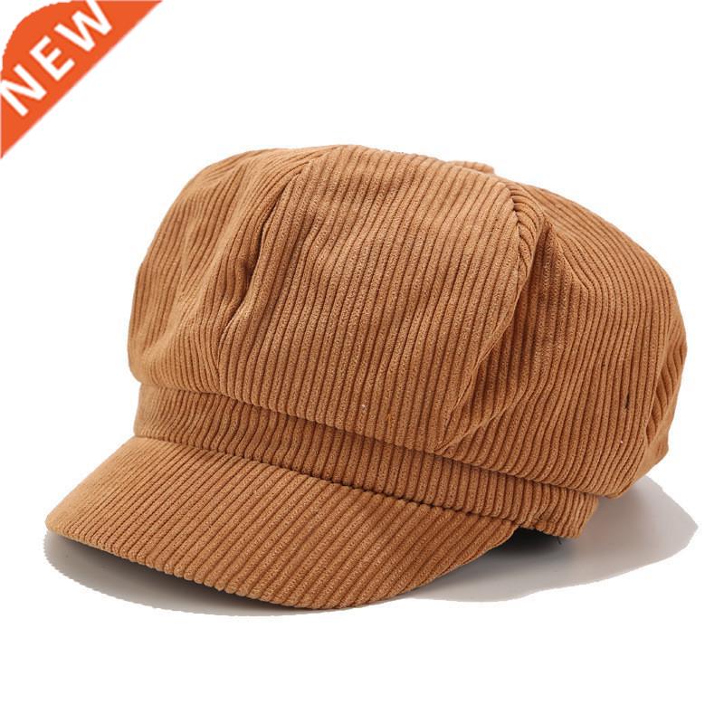 Women Vintage berets Hats Winter Solid Corduroy Casual Hat L