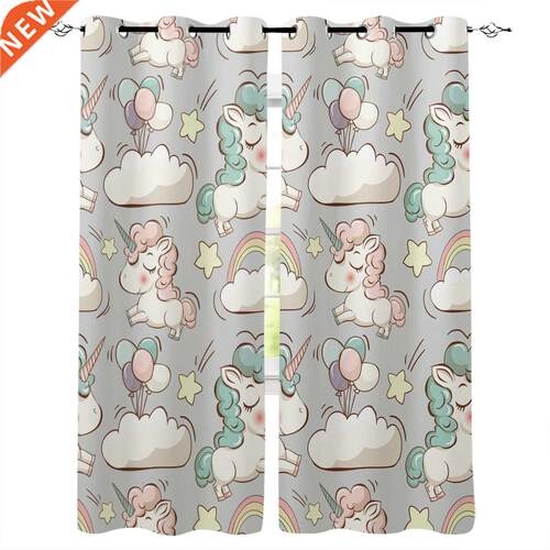 Cartoon Cloud Unicorn Window Curtains Home Decor Curtains