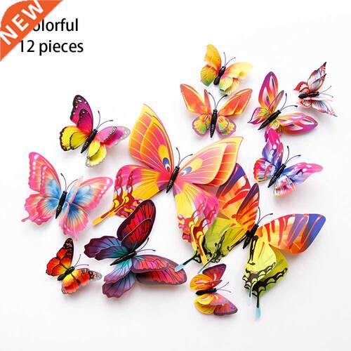 12pcs 3D Butterfly Wall Stickers Double-Layer Detachable