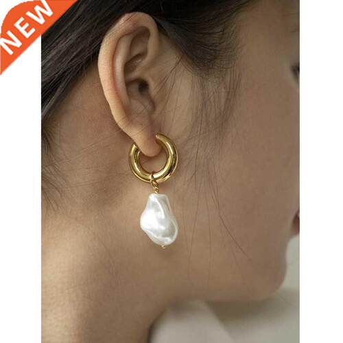 Circle Earrings New Vintage High Imitation Baroque Pearl Ear