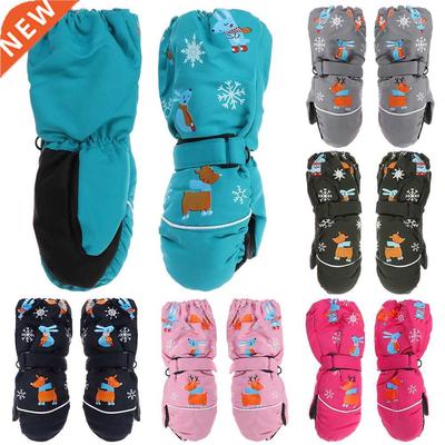 1Pair Cartoon Children Ski Gloves Long-sleeved Mittens Winte