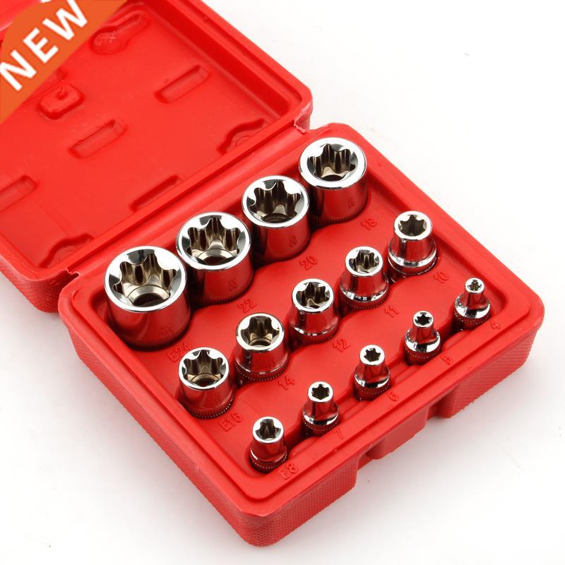 Crv material 14pcs/set E Torx Star Female Bit Socket Set 1/2