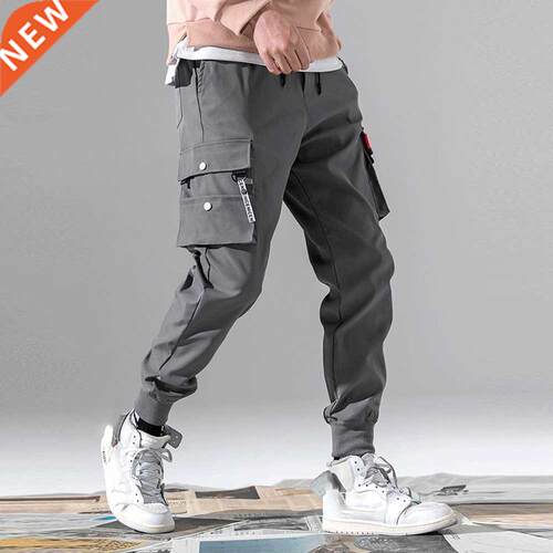 Men Casual Joggers Cargo Trousers Tactical Pants Men Solid M
