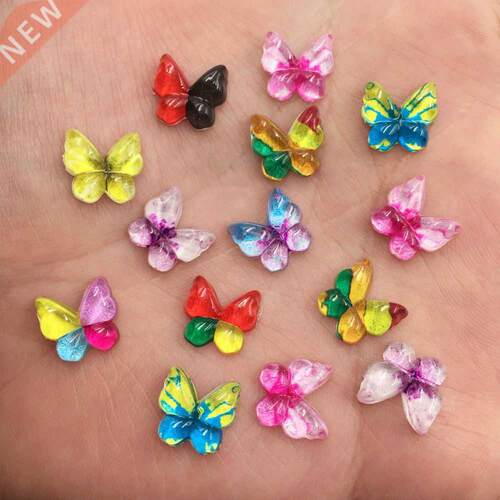 New 80pcs mix resin 10mm Colorful butterflies Flat back rhin