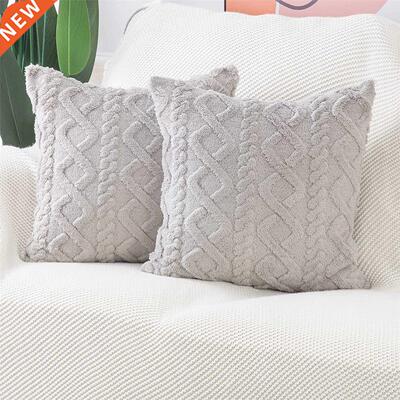 White Decorative Pillows For Sofa Fluffy Soft Solid Color Cu
