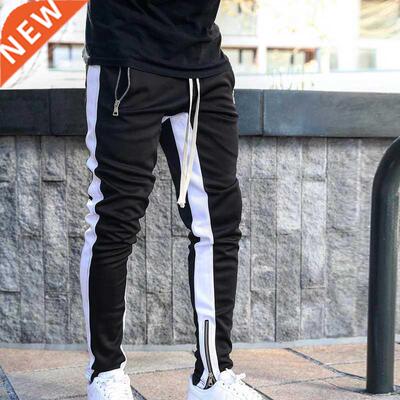Mens Joggers zipper Casual Pants Fitness Sportswear Tracksui