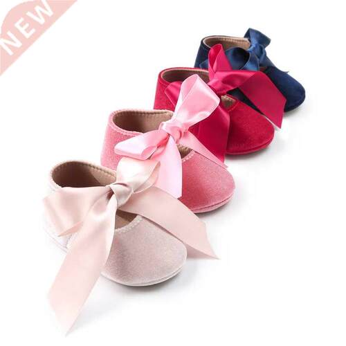 Newborn Baby Girls Shoes First Walker PU Princess Bowknot Ri