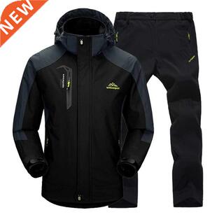 Men Jacket Suit Spring Autumn Jacket Pants Set Windproof Wat