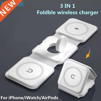 15W Magnetic Wireless Charger 3 In 1 Stand Foldable For IPho