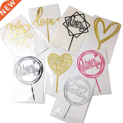 Gold Happy Birthday Cake Topper Acrylic Letter Cake Toppers