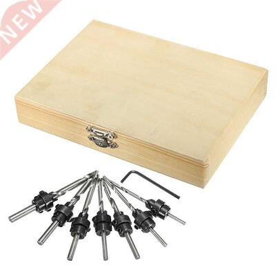 7pcs Countersink Drill Bit Set Tapered Stop Collar Wood Hole