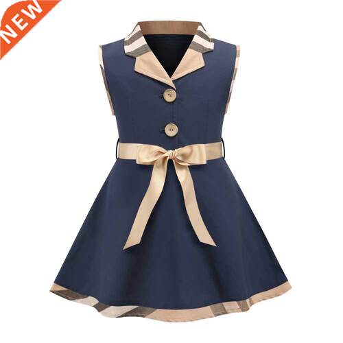2022 Fashion Sleeveless Cotton Baby Girl Shirt Dress Casual