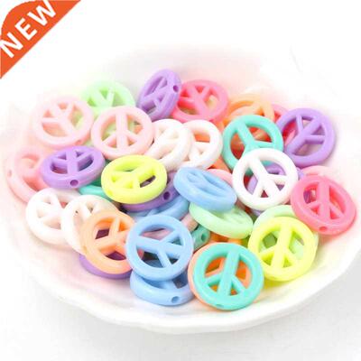 Peace mark Lucky Color Acrylic Round Spacer Loose Beads For