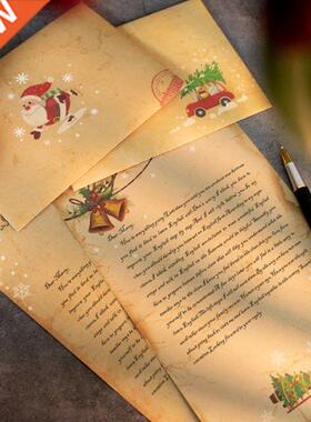 Vintge Christms Krft Letter Pper Snt Clus Snowmn Pd