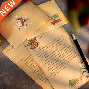 Vintge Christms Krft Letter Pper Snt Clus Snowmn Pd