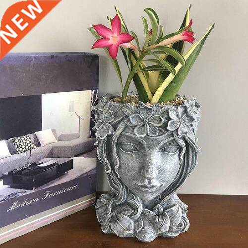 Resin Imitated Character Shape Flowerpot for Office Home