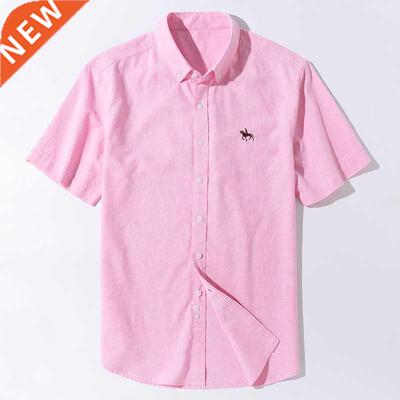 Summer Short Sleeve Turndown Collar Regular Fit New Oxford F