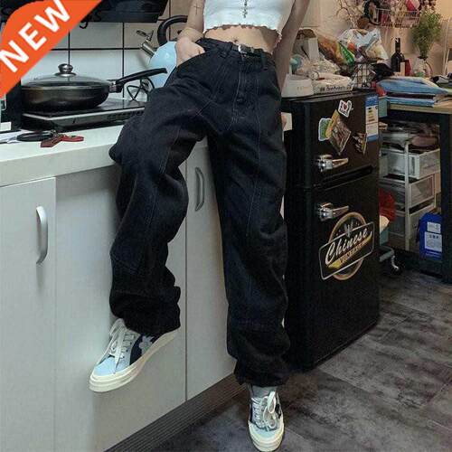 Retro Jeans Women Harajuku Vintage Black Street BF Style Chi