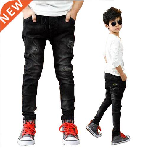 Boys pants spring autumn black jeans kids casual trousers bo